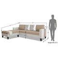 Ashley Digital Print Leatherette Fabric L Shape 5 Seater Sofa Set LHS (Beige & White)