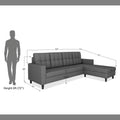 Adorn India Darcy L Shape 5 Seater Sofa Set (RHS) (Grey) (3 Year Warranty)