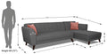 Adorn India (3 Years Warranty Leaf 6 Seater Corner Sofa Right Hand Side (Grey)