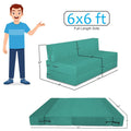 Adorn India Easy 4 Seater Sofa Cum Bed (Rhombus Pattern) Chennile Fabric - Washable Cover - Including 4 Cushion - Size 6' x 6' Ft (Aqua Blue Color) Perfect for Home & Office for Guests