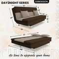 Adorn India Premium New Aspen 3 Seater Sofa Cum Bed 4X6 Velvet Suede with 2 Cushions (Color Brown & Beige) and Suitable for All Indoor, with 3 Years Warranty