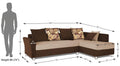 Adorn India (3 Years Warranty Boom 6 Seater Corner Sofa Floral Cushion Right Hand Side (Brown & Beige)