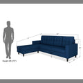Adorn India Darcy L Shape 5 Seater Sofa Set (LHS) (Blue) (3 Year Warranty)