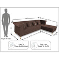 Premium Raygan L Shape 6 Seater Sofa Set Right Side (Velvet Fabric Colour Brown)