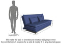 Adorn India Arden 4 Seater Plain Sofa Cum Bed 4 X 6 (Blue) (3 Year Warranty)