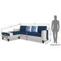 Ashley Digital Print Leatherette Fabric L Shape 5 Seater Sofa Set LHS (Blue & White)