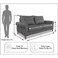 Adorn India Premium Jarvis 3 Seater Sofa (Leatherette Suede Fabric Color Grey)