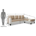 Ashley Stripes Leatherette Fabric L Shape 5 Seater Sofa Set RHS (Beige & White)