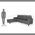 Adorn India Darcy L Shape 5 Seater Sofa Set (LHS) (Grey) (3 Year Warranty)