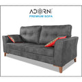 Premium Aslaug 3 Seater Sofa (Leatherette Suede Fabric Colour Grey)