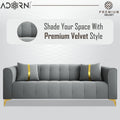 Adorn India Premium Mystic - 3 Years Warranty - 3 Seater Sofa Velvet Suede Fabric - Grey