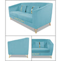 Adorn India Premium Camilla 3 Seater Sofa (Velvet Suede Fabric Colour Aqua Blue)