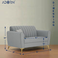 Adorn India Premium Luster 2 Seater | Velvet Suede Fabric | 3-Year Warranty | Color Grey with Golden Legs & Striped Pattern Cushion