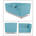 Adorn India Premium Lotus 3 Seater Sofa Set (Velvet Fabric Colour Aqua Blue)