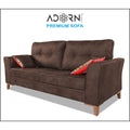 Adorn India Premium Aslaug 3 Seater Sofa (Leatherette Suede Fabric Colour Brown)