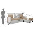 Ashley Digital PrintLeatherette Fabric L Shape 5 Seater Sofa Set RHS (Beige & White)