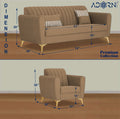 Adorn India Premium Luster 3-1-1 Sofa Set | Velvet Suede Fabric | 3-Year Warranty | Color Camel with Golden Legs & Striped Pattern Cushion