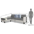 Ashley Digital Print Leatherette Fabric L Shape 5 Seater Sofa Set LHS (Grey & White)