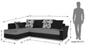 Adorn India (3 Years Warranty Boom 5 Seater Corner Sofa Floral Cushion Left Hand Side (Grey & Black)