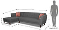 Adorn India (3 Years Warranty Leaf 6 Seater Corner Sofa (Grey) Left Hand Side