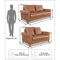 Adorn India Premium Jarvis 3+2 Five Seater Sofa Set (Leatherette Suede Fabric Colour Tan)
