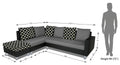 Adorn India (3 Years Warranty Atlanta 6 Seater Leatherette & Fabric Corner Sofa Left Hand Side with Ottoman (Grey & Black)