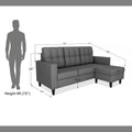 Adorn India Darcy L Shape 4 Seater Sofa Set (Grey) (3 Year Warranty)