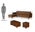 Rio Elegant L Shape 8 Seater Sofa Set with Center Table and 2 Ottoman Puffy (LHS) (Brown)
