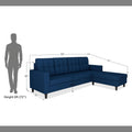Adorn India Darcy L Shape 5 Seater Sofa Set (RHS) (Blue) (3 Year Warranty)