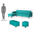 Rio Elegant L Shape 8 Seater Sofa Set with Center Table and 2 Ottoman Puffy (LHS) (Aqua Blue)