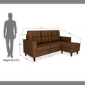Adorn India Darcy L Shape 4 Seater Sofa Set (Brown) (3 Year Warranty)