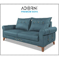 Adorn India Premium Jarvis 3 Seater Sofa (Leatherette Suede Fabric Color Blue)