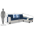Ashley Digital Print Leatherette Fabric L Shape 5 Seater Sofa Set RHS (Blue & White)