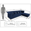 Premium Raygan L Shape 6 Seater Sofa Set Right Side (Velvet Fabric Colour Blue)