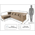 Premium Raygan L Shape 6 Seater Sofa Set Left Side (Velvet Fabric Colour Camel)