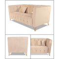 Adorn India Premium Lotus 3 Seater Sofa (Velvet Fabric Colour Beige)
