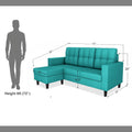 Adorn India Darcy L Shape 4 Seater Sofa Set (Aqua Blue) (3 Year Warranty)