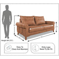 Adorn India Premium Jarvis 3 Seater Sofa (Leatherette Suede Fabric Color Tan)