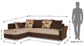 Adorn India (3 Years Warranty Boom 5 Seater Corner Sofa Floral Cushion Left Hand Side (Brown & Beige)