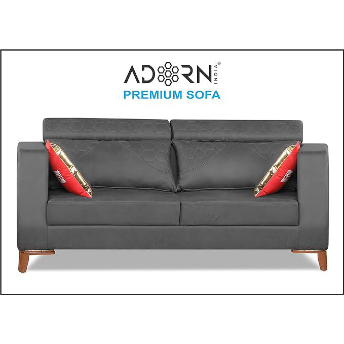 Adorn India Premium Pluto 3 Seater Sofa (Grey)