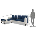 Ashley Stripes Leatherette Fabric L Shape 5 Seater Sofa Set LHS (Blue & White)