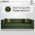 Adorn India Premium Mystic - 3 Years Warranty - 3 Seater Sofa Velvet Suede Fabric - Green