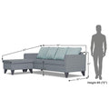 Adorn India Abington Stripes L Shape 5 Seater Sofa Set LHS (Grey) (3 Year Warranty)