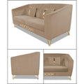 Adorn India Premium Camilla 3 Seater Sofa (Velvet Fabric Colour Camel)