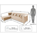 Premium Raygan L Shape 6 Seater Sofa Set Left Side (Velvet Fabric Colour Beige)