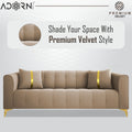 Adorn India Premium Mystic - 3 Years Warranty - 3 Seater Sofa Velvet Suede Fabric - Beige