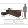 Premium Raygan L Shape 6 Seater Sofa Set Left Side (Velvet Fabric Colour Brown)