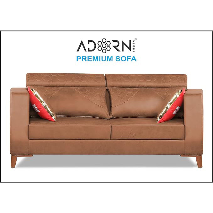 Adorn India Premium Pluto 3 Seater Sofa (Tan)