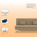 Adorn India Premium New Aspen 3 Seater Sofa Cum Bed 4X6 Velvet Suede with 2 Cushions (Color Camel) and Suitable for All Indoor, with 3 Years Warranty