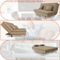 Adorn India Premium New Aspen 3 Seater Sofa Cum Bed 4X6 Velvet Suede with 2 Cushions (Color Camel) and Suitable for All Indoor, with 3 Years Warranty